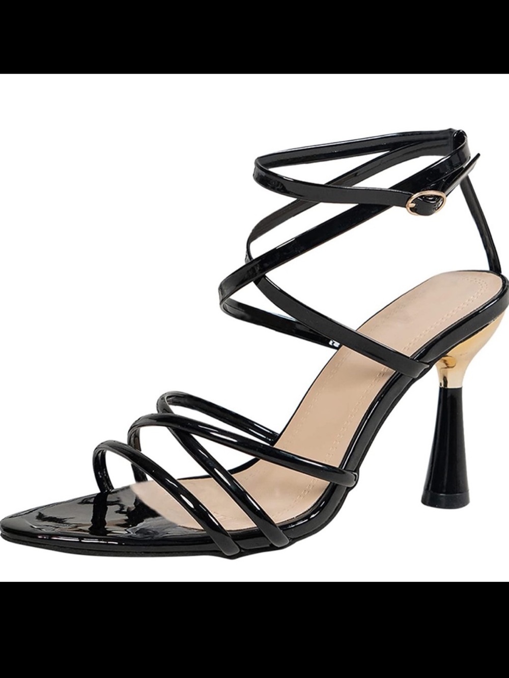 NIB Black Patent Strappy Gladiator Heels EU 40 / US 9